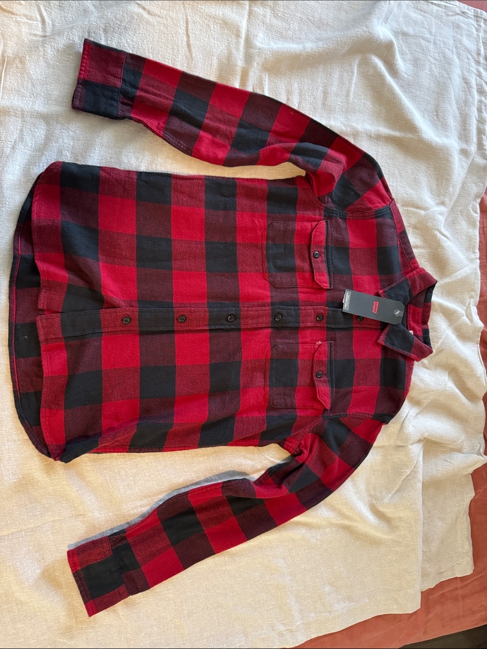 Levi's Red and Black Buffalo Plaid Button-Down Flannel Shirt